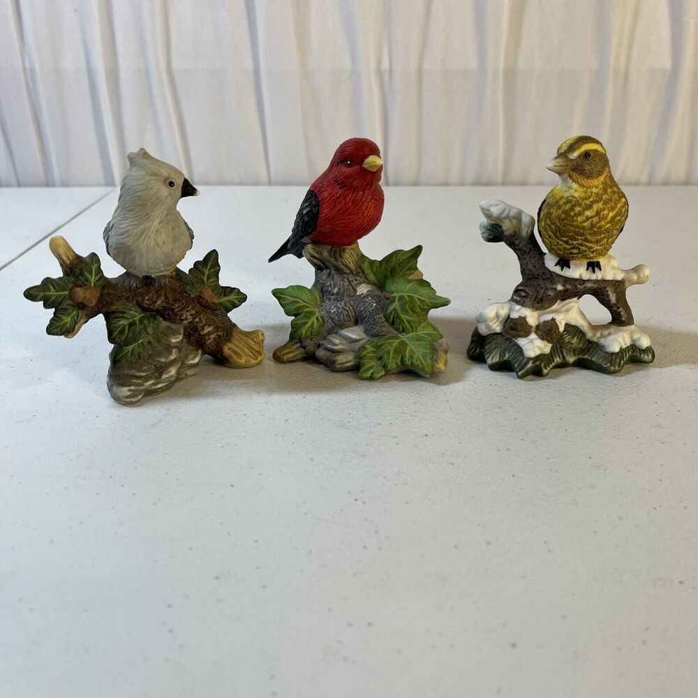 Tanager Titmouse And Grosbeak  Porcelain Songbirds Figurines